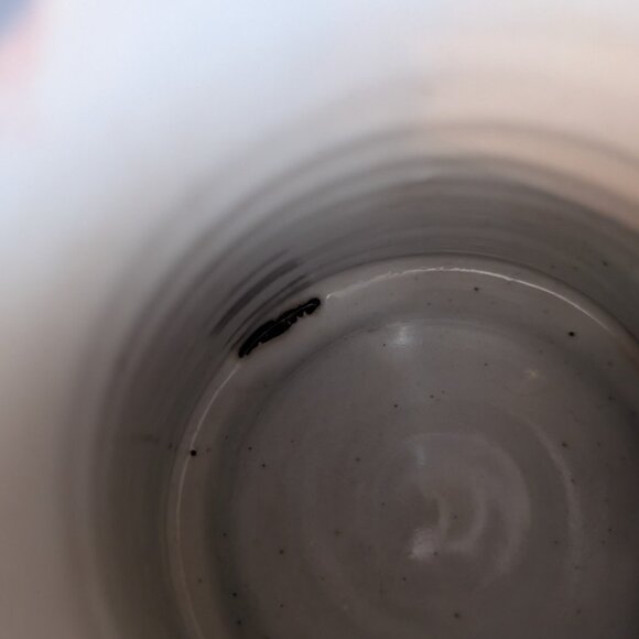 Handmade Pink/Blue/Beige Pottery Mug with "M", Twisted Handle - Picture 5 of 6